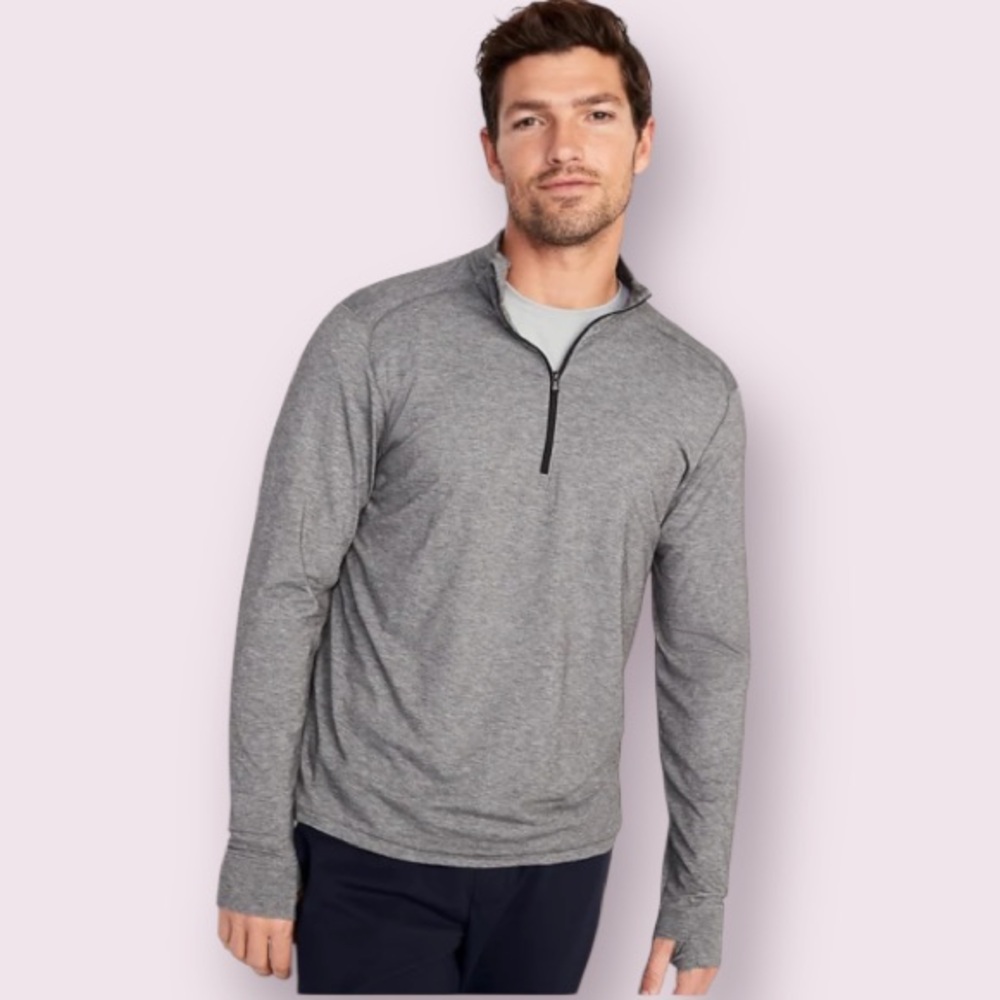 Old Navy 4-Way-Stretch Performance Half Zip Top in Gray